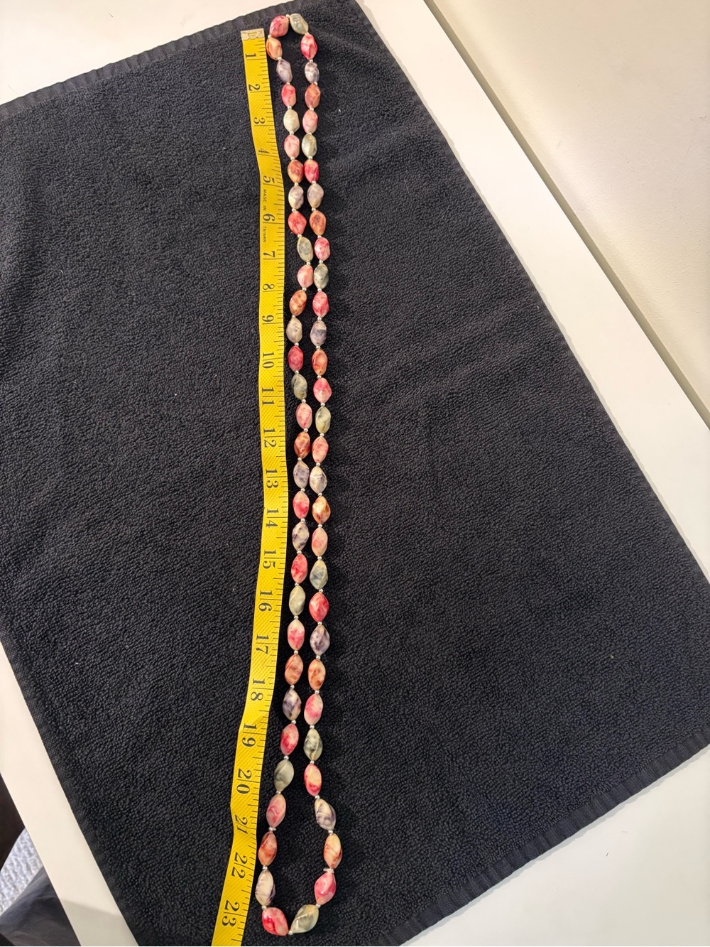 Long Marbled Multi-Color Acrylic Beaded Necklace